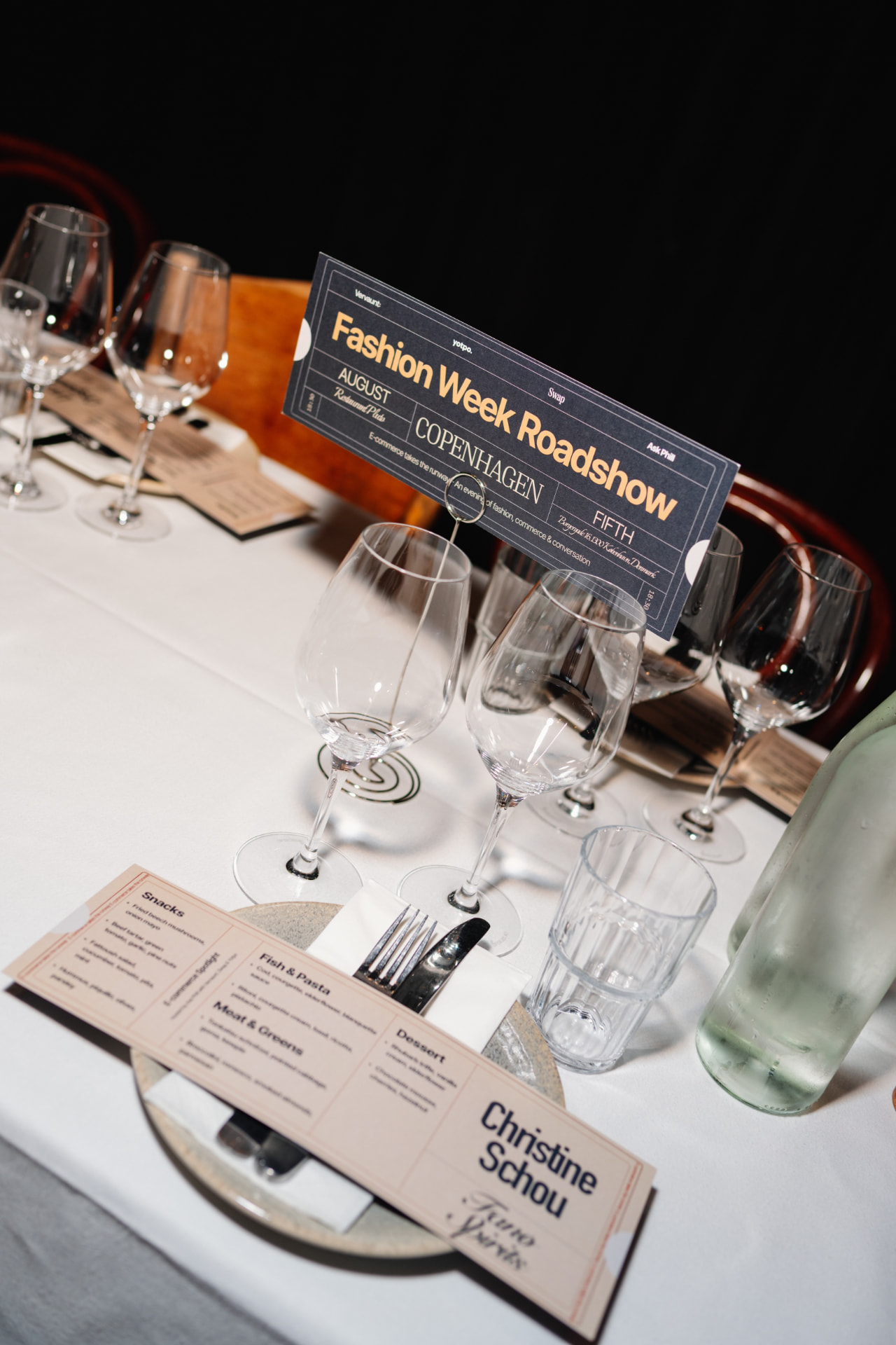 Place card at the Fashion Week Roadshow dinner in Copenhagen